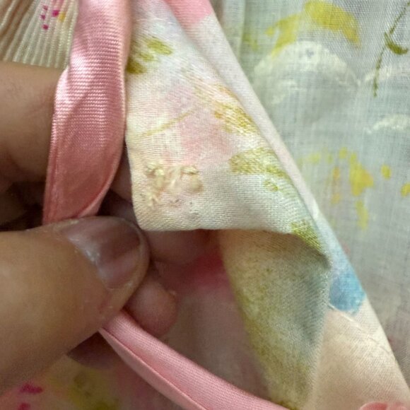 VTG Loungees Floral Pleated Ruffled Button Front Night Gown Dress 16 Pink - Picture 4 of 10